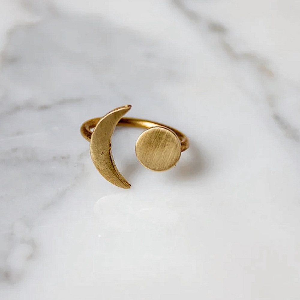 n e w | gold crescent moon ring 🌙